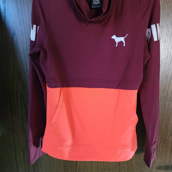 PINK ULTIMATE BY VICTORIA'S SECRET ORANGE AND BURGUNDY PULLOVER SIZE MEDIUM - Picture 4 of 8
